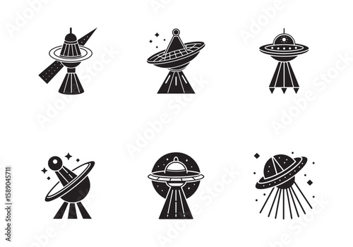 space probe icon silhouette vector illustration