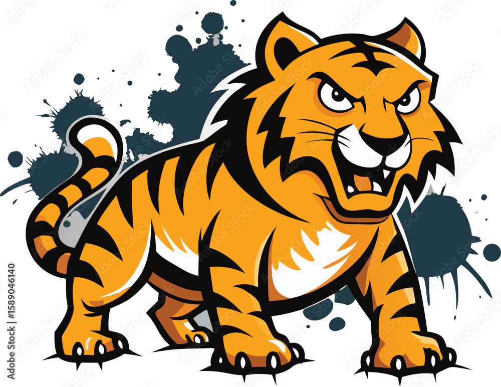 Obraz premium Urban Graffiti Tiger Silhouette with Expressive Rough Texture