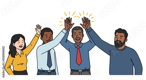 Teamwork high five celebration