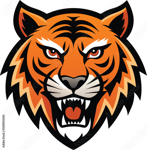 Tiger Head Silhouette with Sharp Stripes in Bold Logo Style