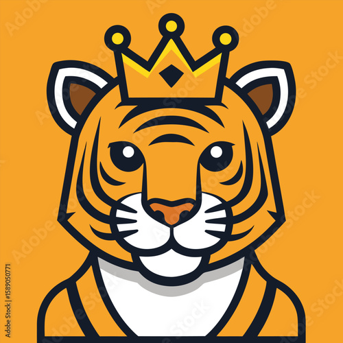 Royal Crowned Tiger Silhouette in Bold Vector Emblem