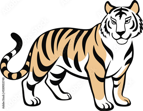 Zen Tiger Silhouette with Japanese Brush Stroke Sumi-e Style