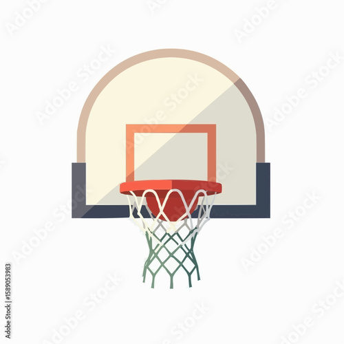 Basketball hoop and net in vector style with clear lines and minimal design  