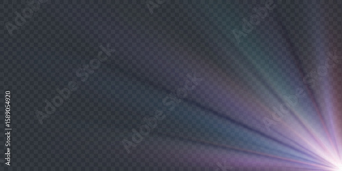 Rainbow crystal star. Crystal ray light, sun shines rainbow red yellow and blue color. Optical fire light effect. Vector lens glare leakage glare reflection effect. Sparkle shine. Sunlight.