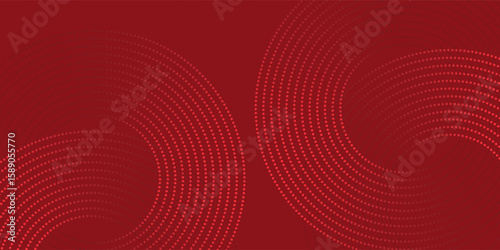 Collection of red concentric circles. Collection of radial sound wave or sonar rings. Pack of radar icon symbols, targets, dashed lines, halftones.vector illustration.