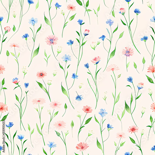 Wallpaper Mural seamless pattern with flowers Torontodigital.ca