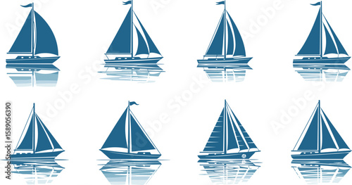 
Sailing boat blue icons