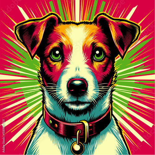Jack Russell Terrier portrait in dynamic pop art vector illustration
