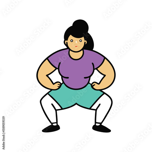 hack squat female exercise cartoon art