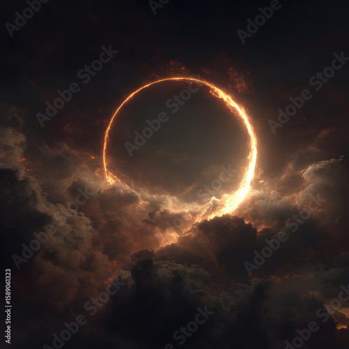 3d isolated ring in pink, neaon light, in cloudy background, rendering, frame, neon, presentation, background