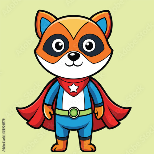 Cute Animal Superhero Mascot Set – Cat, Dog, Panda & Fox Vector Illustration

