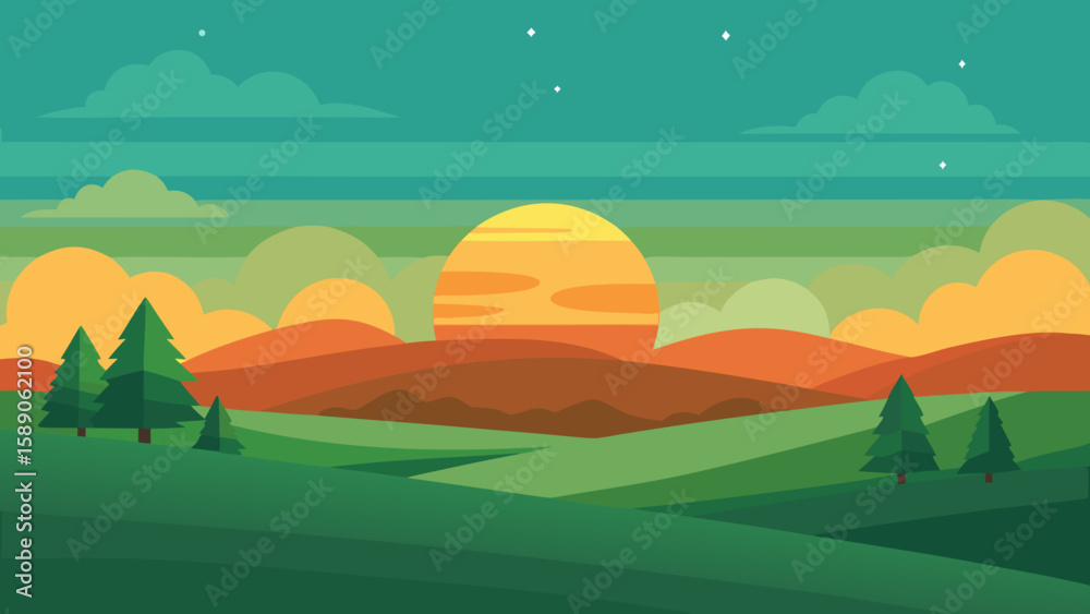 Obraz premium Sunset Plains Landscape Desktop Wallpaper