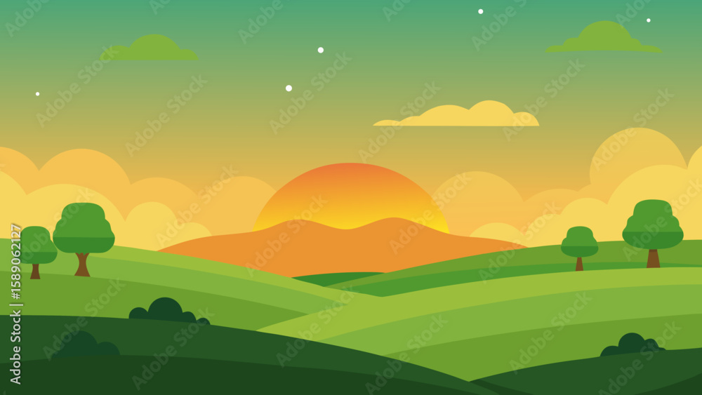 Obraz premium Sunset Plains Landscape Desktop Wallpaper