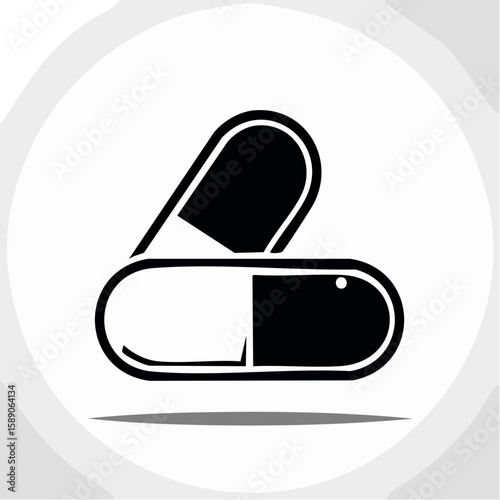 Medication Capsule Icon Open Medical Treatment Remedy Illness Therapy Graphic