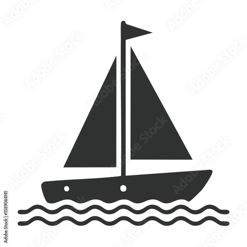 Sailing on the water with minimalist sailboat icon graphic design and nautical transport illustration