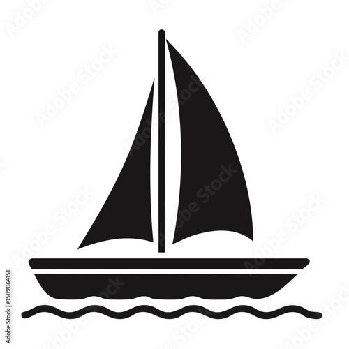 Sailboat Silhouette on Water Minimalist Nautical Icon Maritime Vessel Boating Adventure