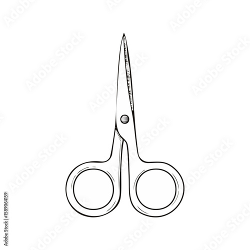Hand Drawn Scissors Graphic Element Sharp Blades Crafting Equipment Minimalist Design