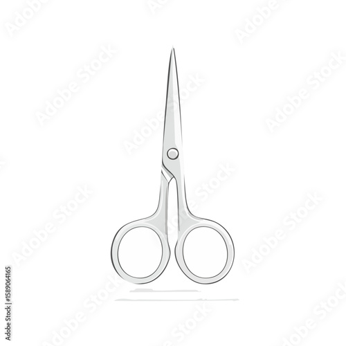Silver Scissors on Black Background Sharp Metal Tool for Cutting and Trimming