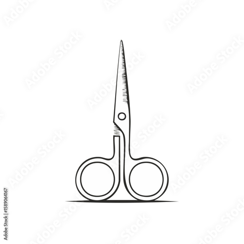 Small Thinning Scissors Isolated Minimalist Grooming Tool Silhouette