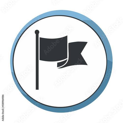 Flag Icon in Blue Circle Achievement and Milestone Symbol Marker Location Sign