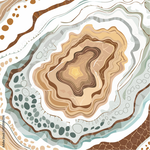 Abstract Geode Slice Illustration in Earthy Tones