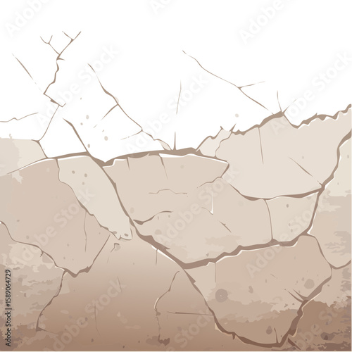 Cracked Earth Texture - Realistic Vector Background
