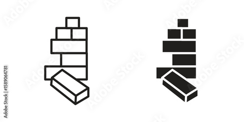 Wooden block icon for web designs. editable pictogram.