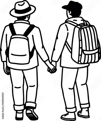 Two people middle aged are walking together vector image