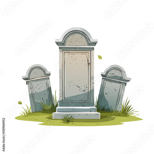 Cartoonish gravestones or tombstones on black background