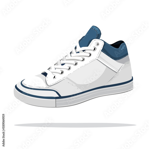Vector Illustration of a Stylish Blue and White Sneaker