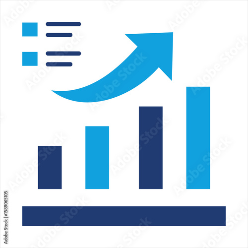 Increase Flat Blue Icon Vector Illustration