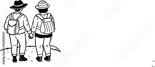 Two people middle aged are walking together vector image