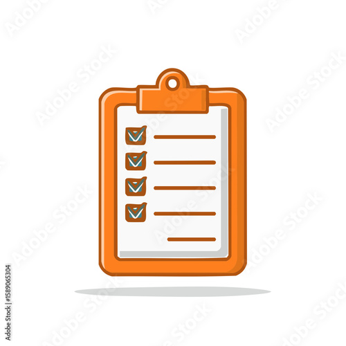 Orange clipboard with checkboxes and lines icon checklist planning vector element task management organization design