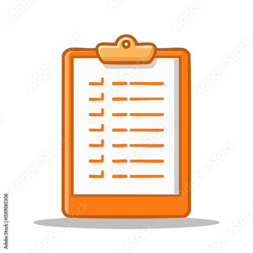 Orange clipboard with checklist illustration business or personal task management planning and organization icon on black background