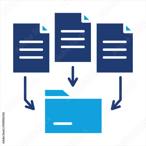 Collecting Data Flat Blue Icon Vector Illustration