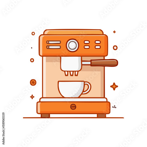 Espresso machine illustration brewing coffee cartoon drawing vector image