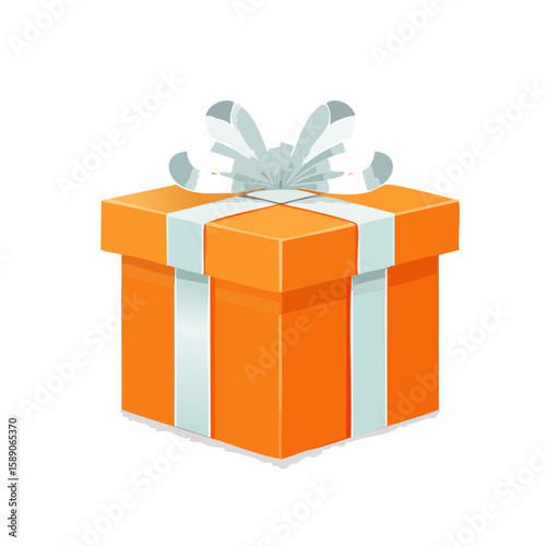 Orange Gift Box with Ribbon and Bow Illustration