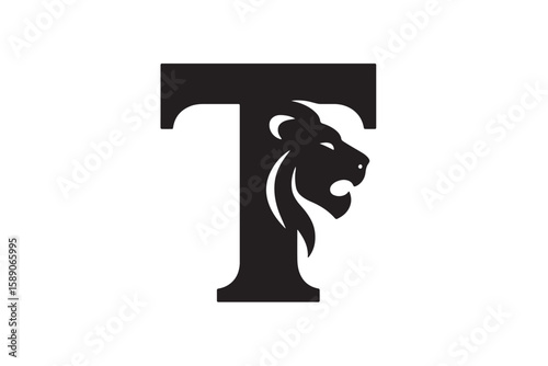 Lion head integrated into letter T mane