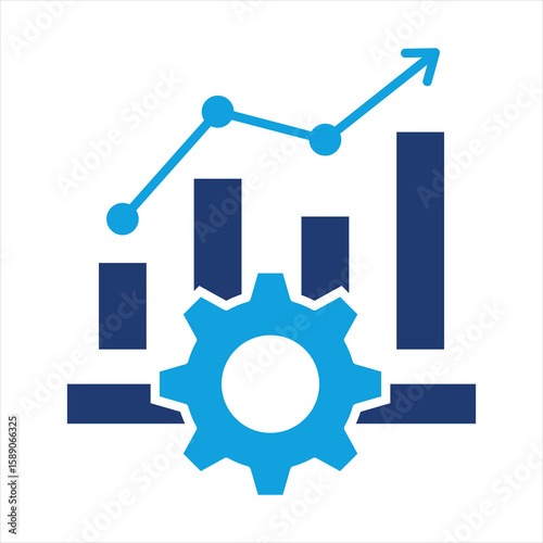 Incremental Progress Flat Blue Icon Vector Illustration