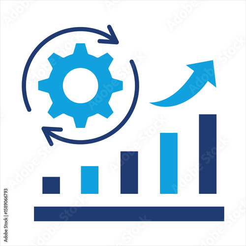 Process Improvement Flat Blue Icon Vector Illustration