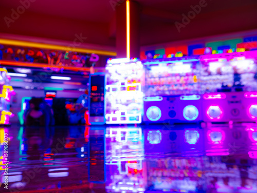 Blur defocus, Amusement Arcade game center, Toy crane game vending machine