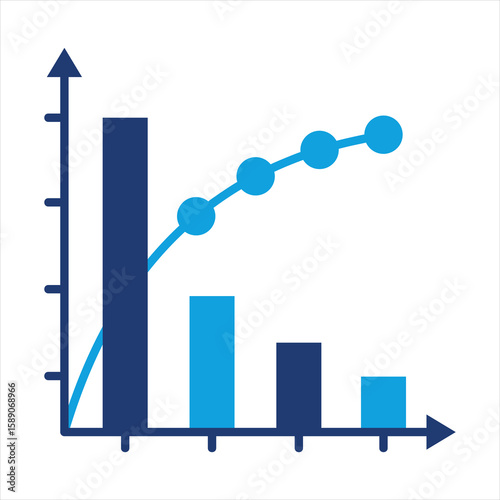 Pareto Chart Flat Blue Icon Vector Illustration