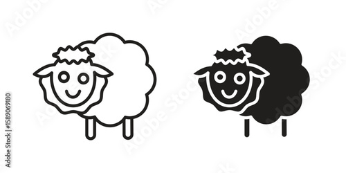 Sheep icon for web designs. editable pictogram.
