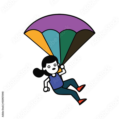 resistance parachute run female exercise cartoon art