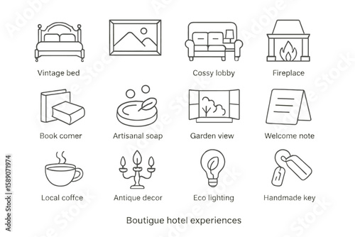 Boutique hotel experiences with cozy lobby and vintage bed