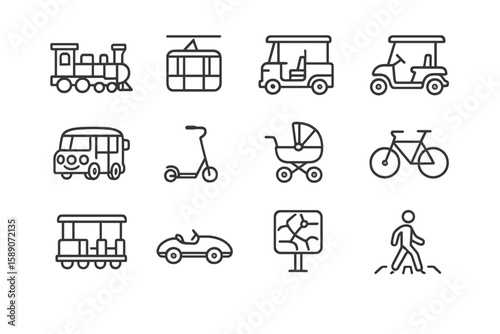 Outline icons of various transportation modes on gradient background