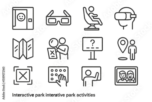 Interactive park activities symbol icons for interactive exploration experience