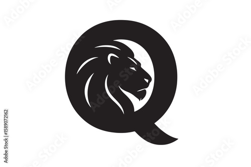 Wallpaper Mural Majestic lion head inside letter Q profile mane Torontodigital.ca