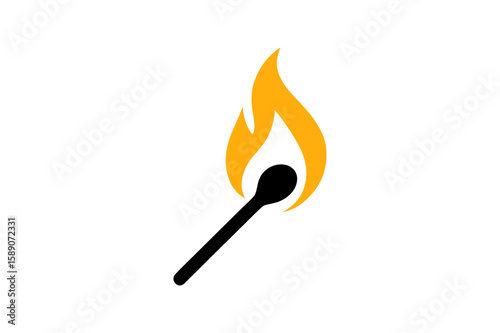 Burning matchstick flame fire ignition illustration