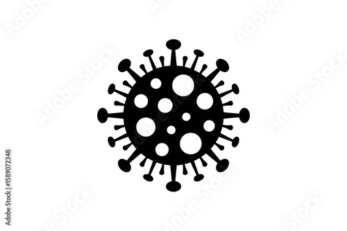 Black and white coronavirus covid virus illustration